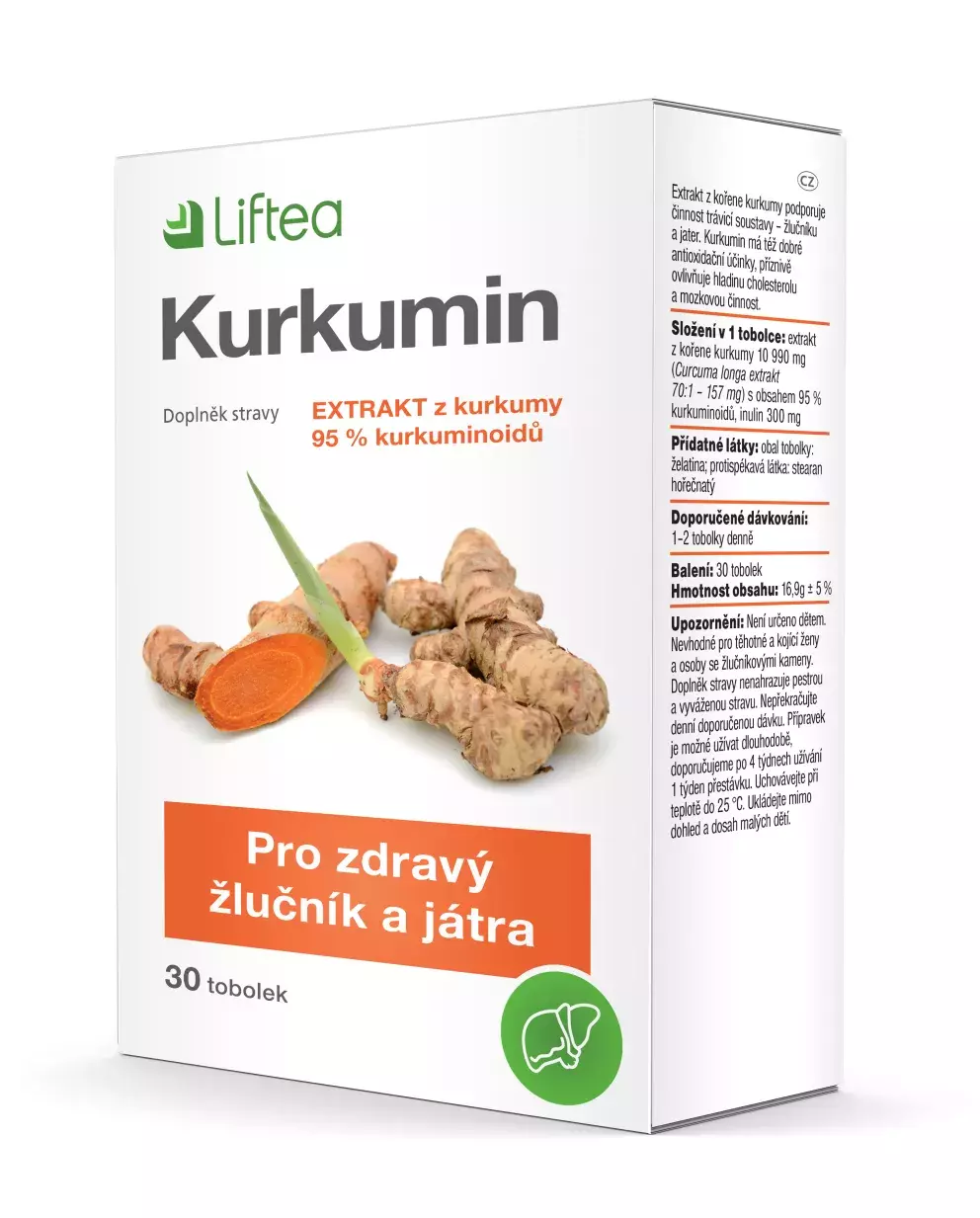 <p>Pokud potřebujete své tělo podpořit v náročném období, sáhněte v lékárně po doplňku stravy <strong>Liftea Kurkumin</strong>, který obsahuje <strong>extrakt z kořene kurkumy</strong>. Ten blahodárně působí na organismus, pokud jde o normální trávení a činnost jater. Podporuje také správnou funkci dýchacího a kardiovaskulárního systému. Zlepšuje stav pokožky, kloubů i kostí. Navíc obsahuje <strong>výtažek z kořene čekanky – inulin</strong>, což je rozpustná vláknina, která příznivě působí na správné trávení, protože podporuje rozvoj užitečných střevních bakterií.</p>
