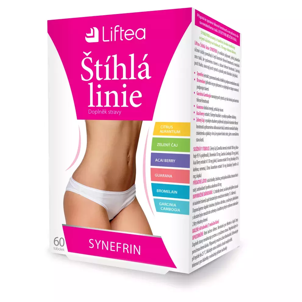 <p>S pěknou figuru do plavek vám může pomoct doplněk stravy <strong>Štíhlá linie SYNEFRIN</strong>, který obsahuje látku <strong>synefrin </strong>pocházející z oplodí pomerančovníku hořkého a podporuje kontrolu tělesné hmotnosti a metabolismus lipidů. Dále obsahuje <strong>bromelain</strong>, enzym<strong> </strong>podporující trávení, který je obsažen v ananasové stopce. Třetí složkou je <strong>garcinie kambodžská</strong>, která má příznivý vliv na úbytek hmotnosti a metabolismus tuků.</p>
