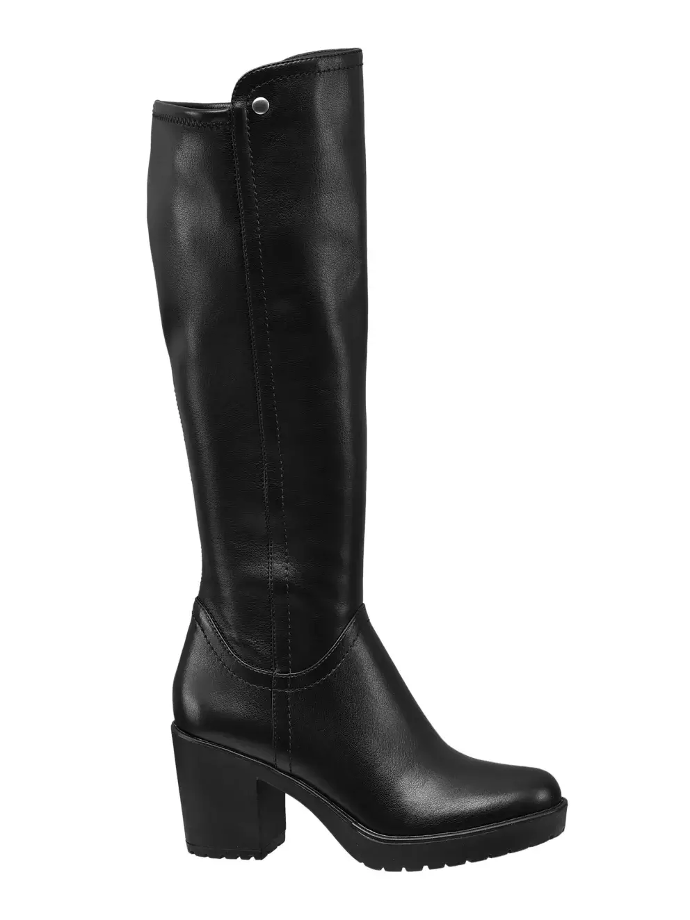 <p>Černé kozačky na blokovém podpatku (1199 Kč, Deichmann)</p>
