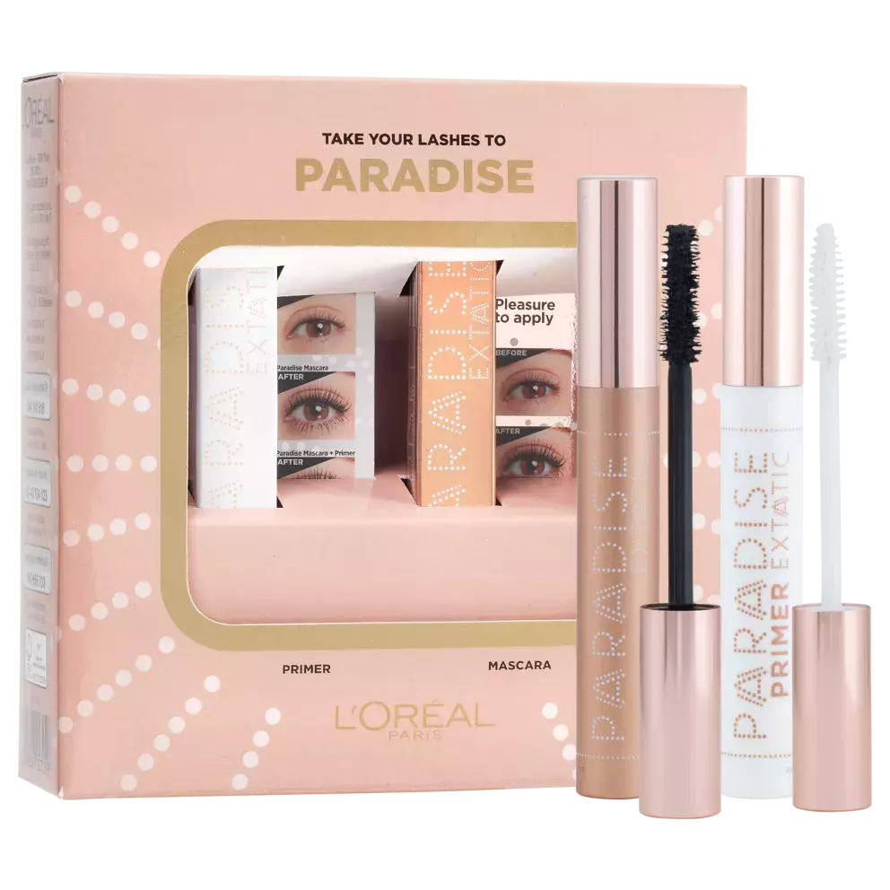 <p>Dárkový balíček pro božské řasy: zvýrazněte je pomocí podkladové báze pod řasenku <em>L'Oréal Paris Paradise Extatic</em>. Pečuje o vaše řasy a dodá jim větší objem, délku a plnost. Následně použijte řasenku <em>Paradise Extatic</em>, která řasy oddělí, zvýrazní a přitom nezatíží. Díky ní vykouzlíte opravdu parádní objem<span><span><span><span> (449 Kč).</span></span></span></span></p>
