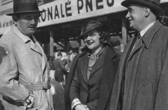 Ferdinand Porsche, Eliška Junková, Hans Ledwinka na Masarykově okruhu, Brno 1935 (zleva).