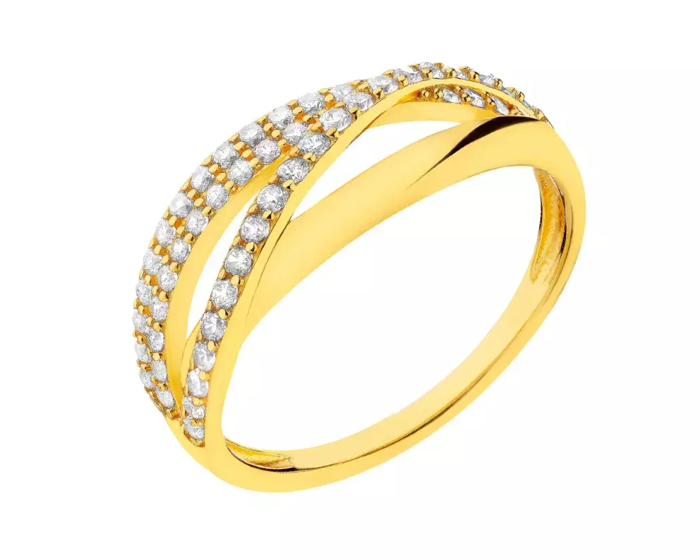 Pozlacený stříbrný prsten se zirkony