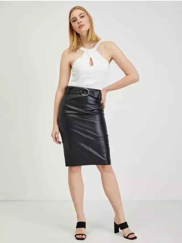 Pouzdrová koženková sukně 