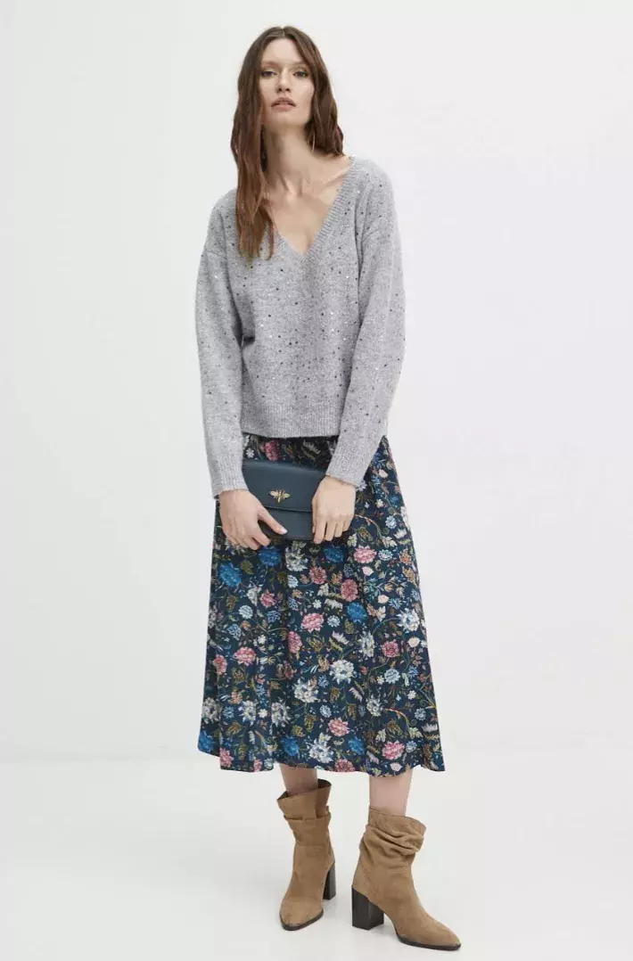 Sukně Medicine, tmavomodrá barva, maxi, áčková