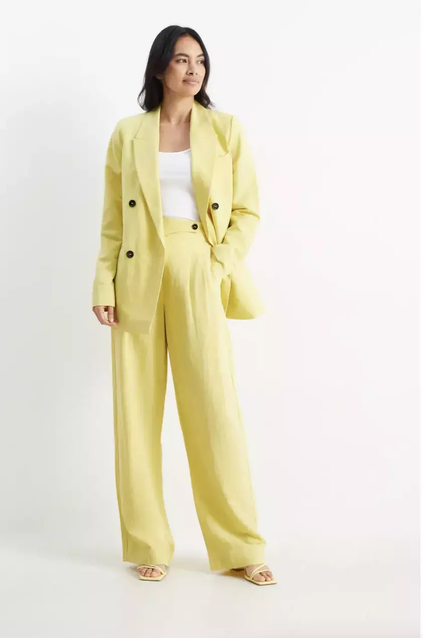 Plátěné kalhoty s vysokým pasem