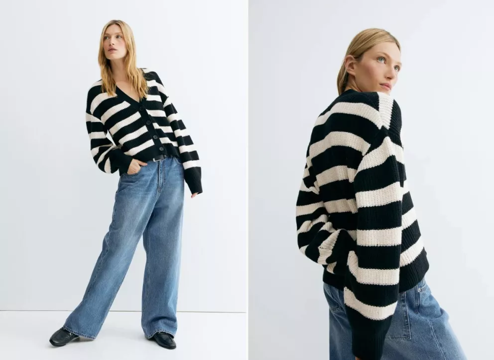 Propínací svetr z žebrovaného úpletu, H&M, 549 Kč