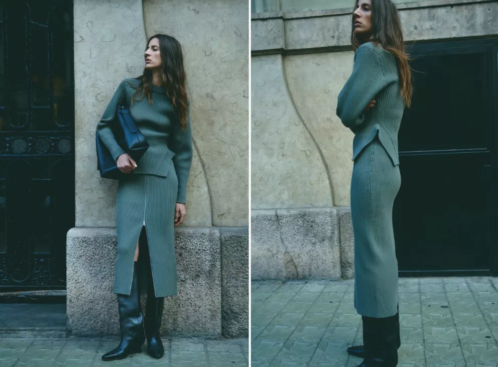 Sukně z žebrovaného úpletu se zipem, H&M, 1 329 Kč