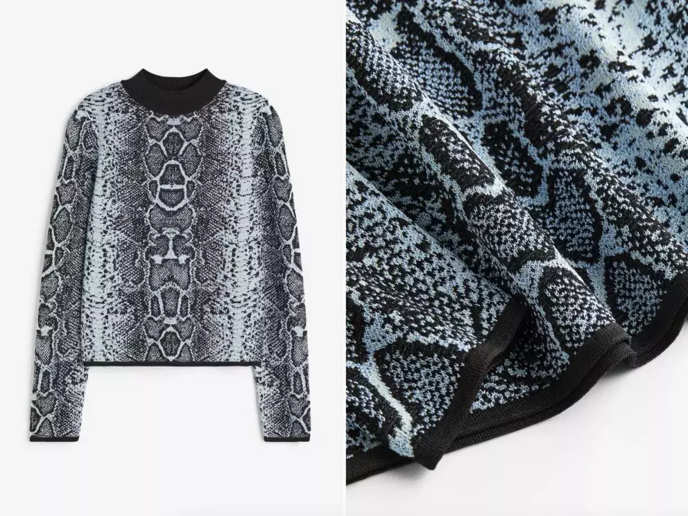 Svetr z žakárového úpletu, vzor hadí kůže, H&M, 399 Kč