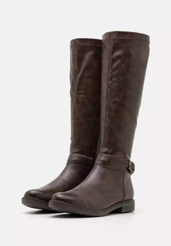 Hnědé kozačky s přezkou, Marco Tozzi, 1 680 Kč