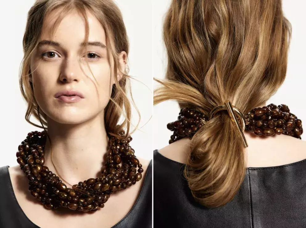 Robustní korálkový náhrdelník, tmavé hnědý, H&M, 1 459 Kč