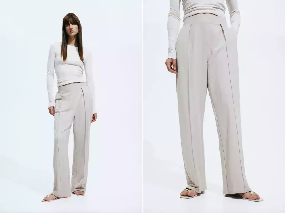 Elegantní kalhoty s vysokým pasem, různé barvy, H&M, 479 Kč