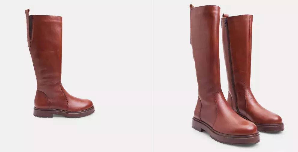 Dámské kozačky z hladké kůže, červenohnědá a černá, Baťa, 3399 Kč