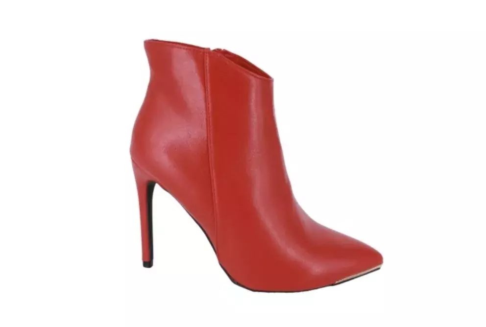 Dámské kotníkové kozačky lodičky na podpadku, červené, zateplené, Allegro, 760 Kč