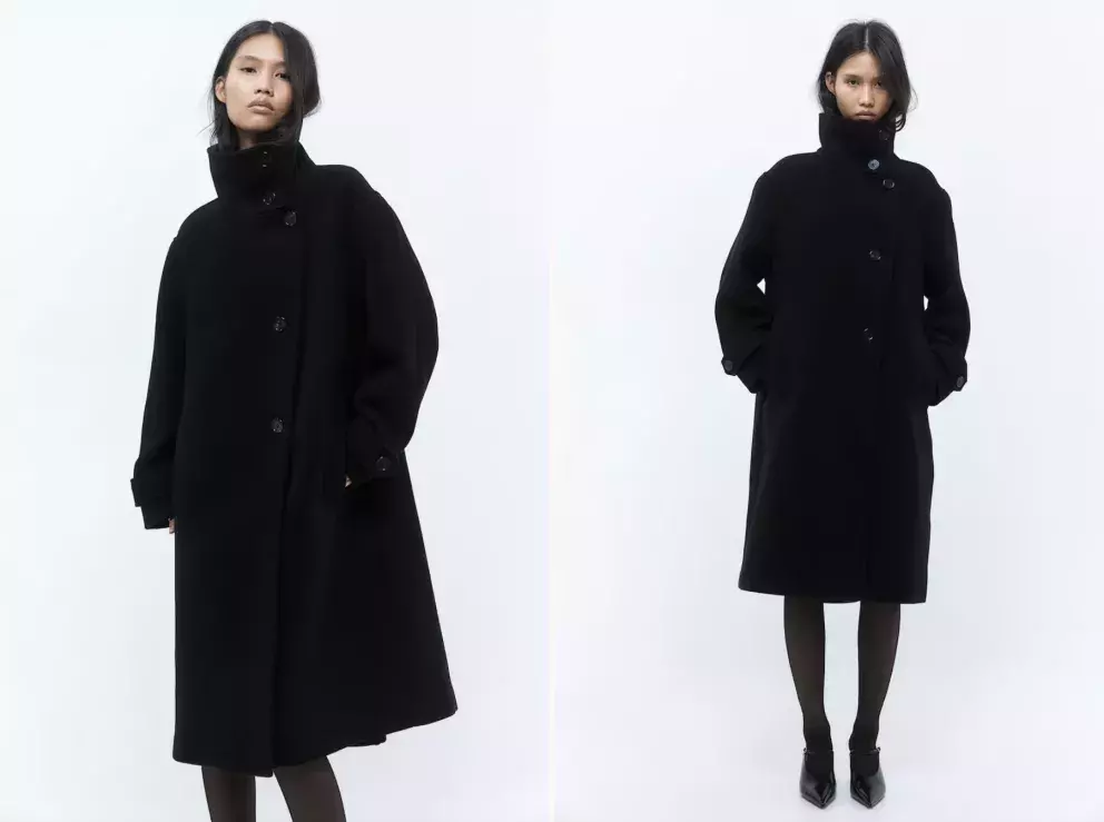 Kabát s vysokým límcem, černá, H&M, 1 899 Kč 