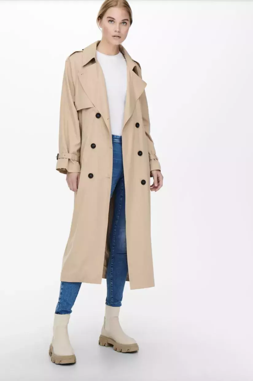 Béžový volný trenčkot se zavazováním ONLY Chloe, Zoot, 1 749 Kč