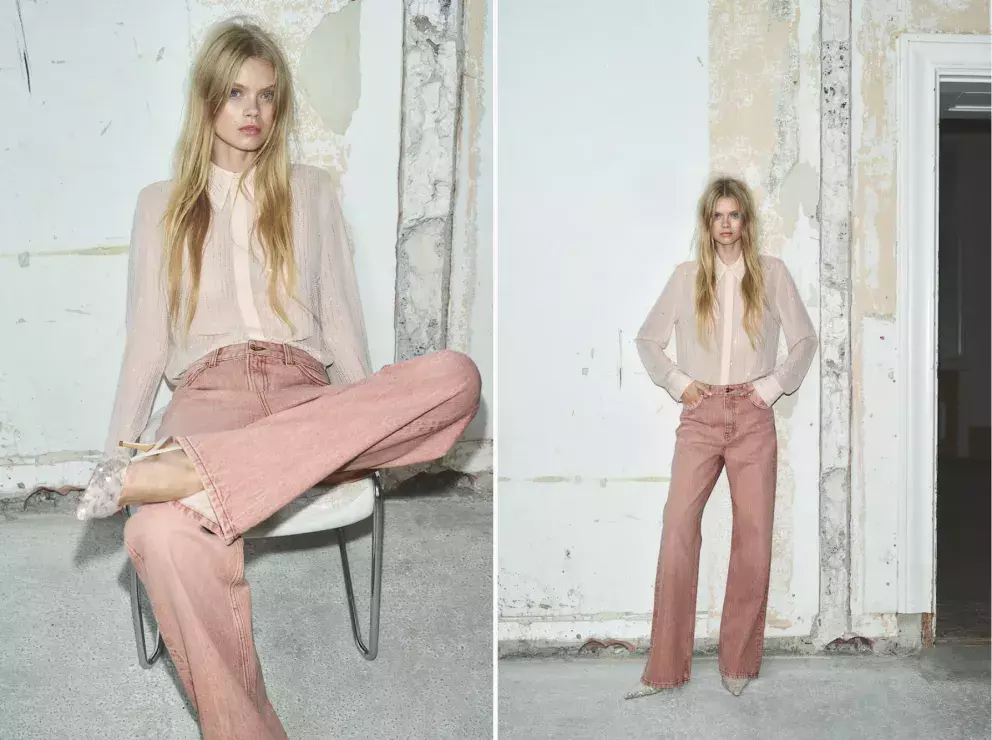 Wide High Jeans, lososová, H&M, 839 Kč