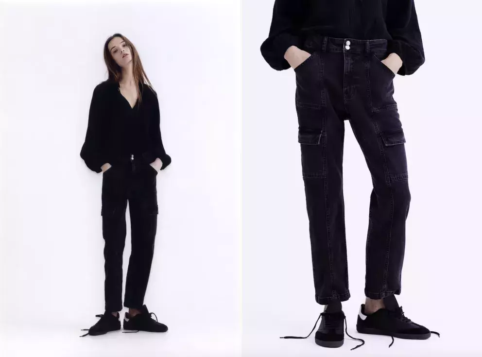 Džínové kalhoty cargo, kapsáče, H&M, 599 Kč