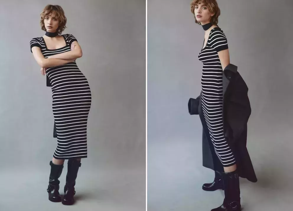 Midi šaty z žebrovaného úpletu, H&M, 549 Kč