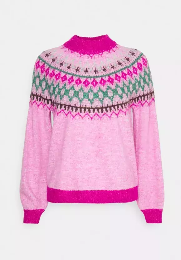 Růžový svetr s norským vzorem, b.young, 1 360 Kč