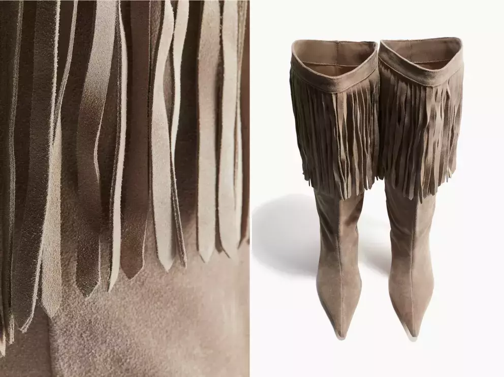 Semišové kozačky ke kolenům, béžová, H&M, 3 799 Kč