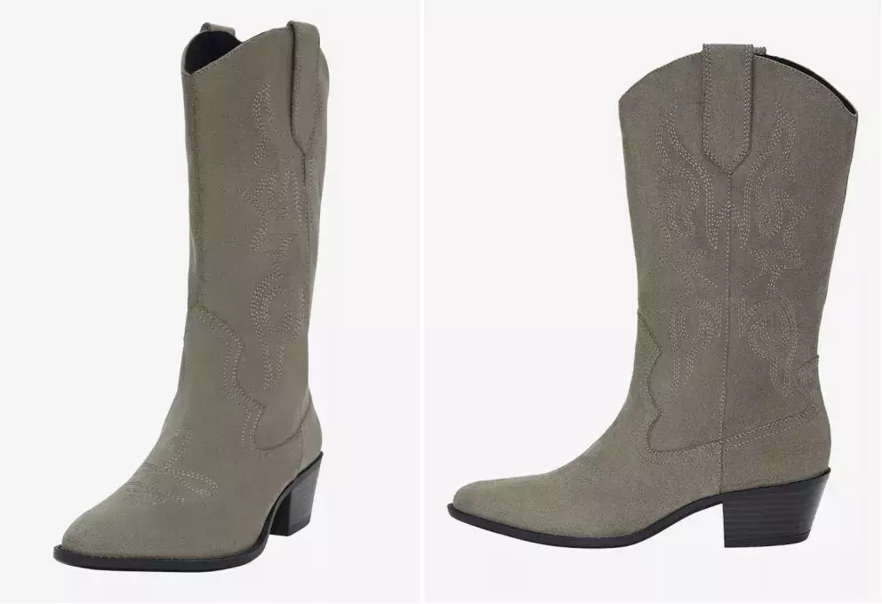 Pull&Bear Kovbojské boty, Brokátová a světle hnědá, About you, 1799 Kč