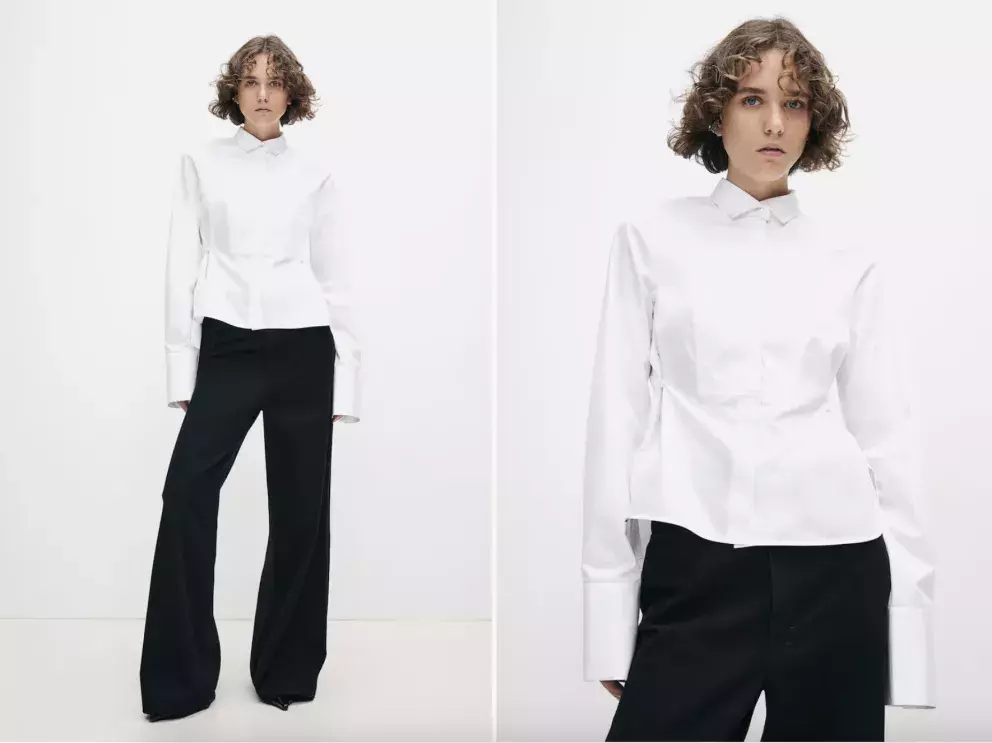 Popelínová smokingová košile, bílá, H&M, 1 899 Kč