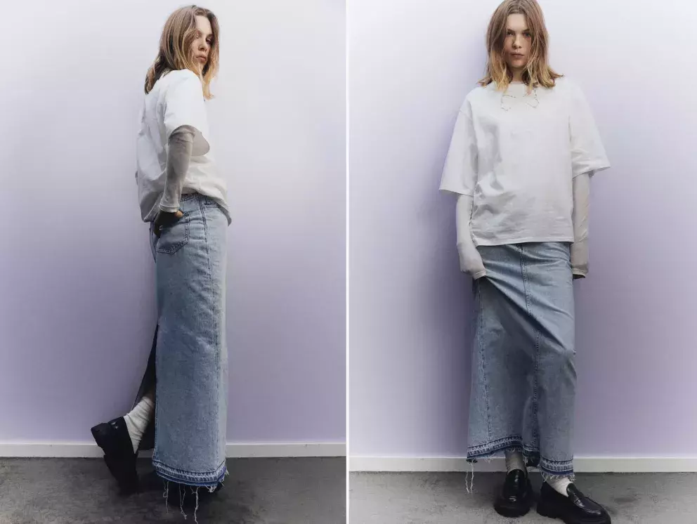 džínová maxi sukně