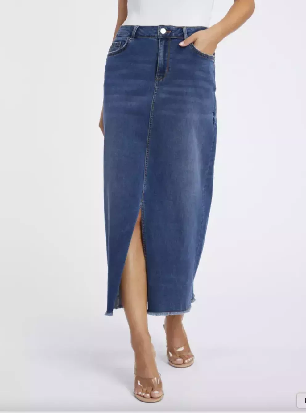 džínová pouzdrová maxi sukně