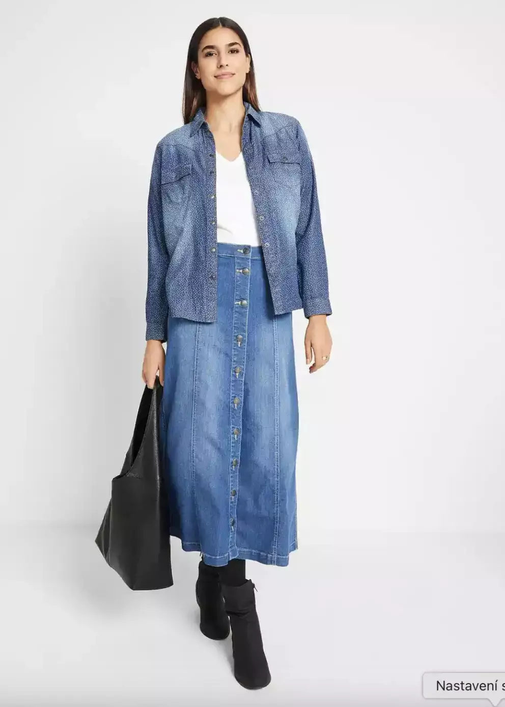 džínová maxi sukně