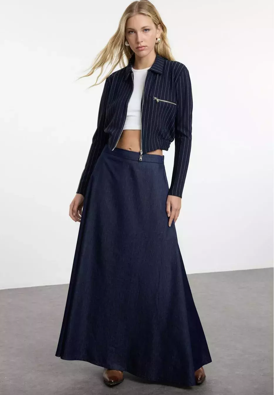 maxi sukně s vysokým pasem