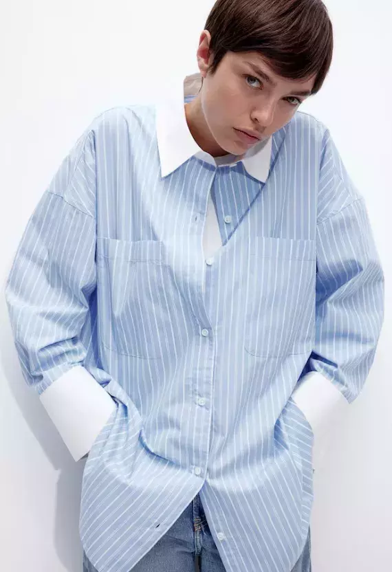 Oversized popelínová košile, H&M, 479 Kč