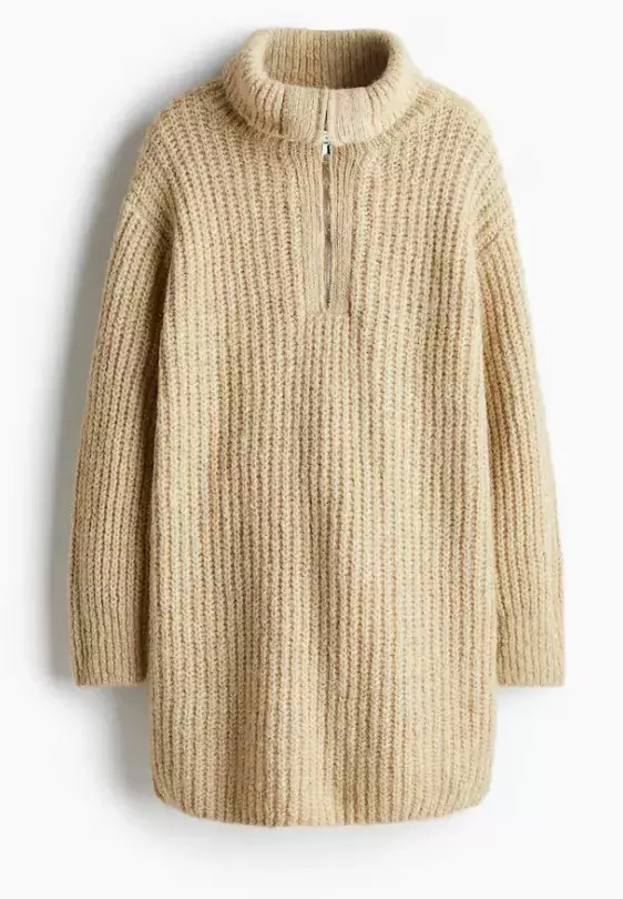 Šaty z žebrovaného úpletu s horním zipem, H&M, 768 Kč