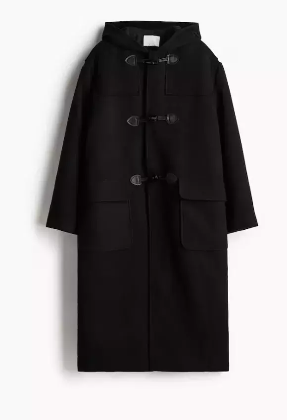 Maxi kabát s kapucí, H&M, 2 199 Kč