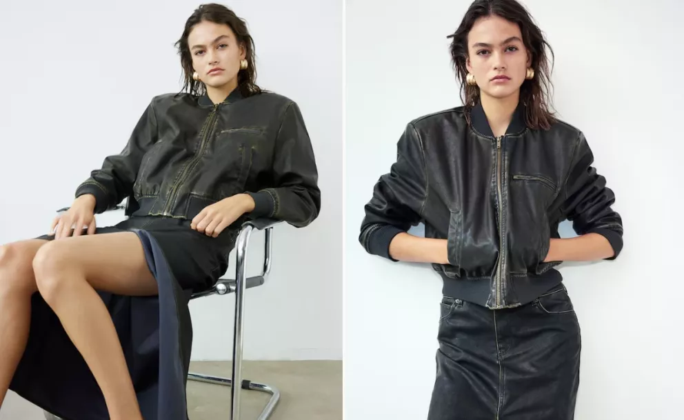 Bunda bomber s povrchovou úpravou, H&M, 549 Kč