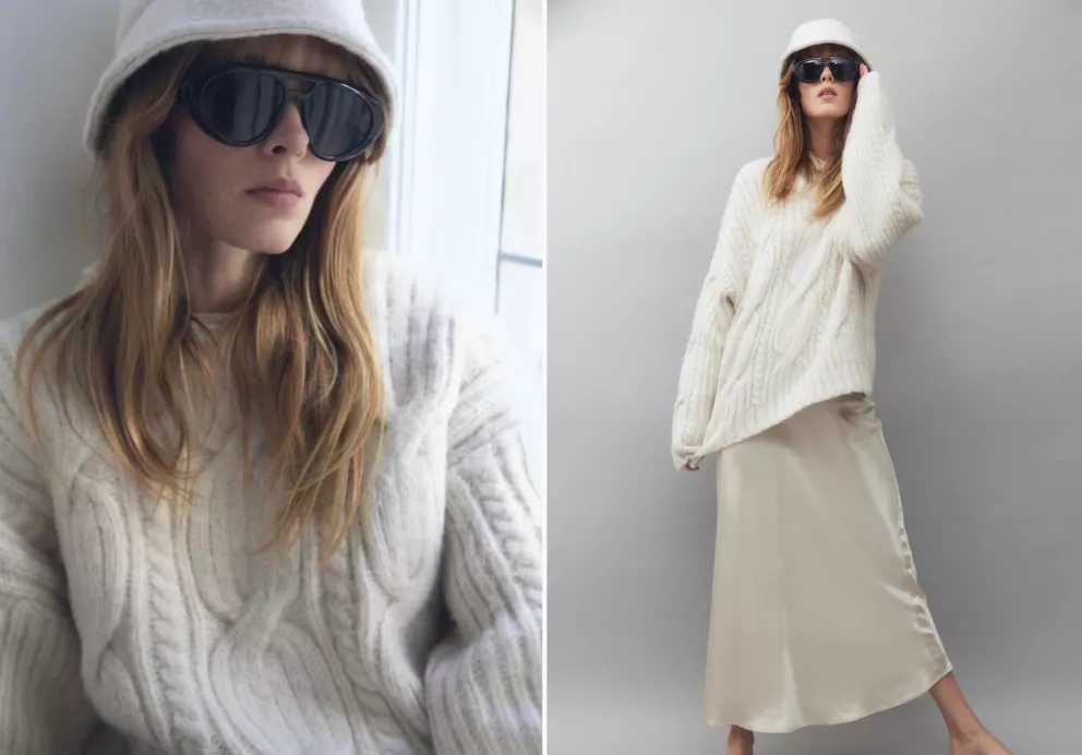 Pletený svetr s copánkovým vzorem, H&M, 959 Kč