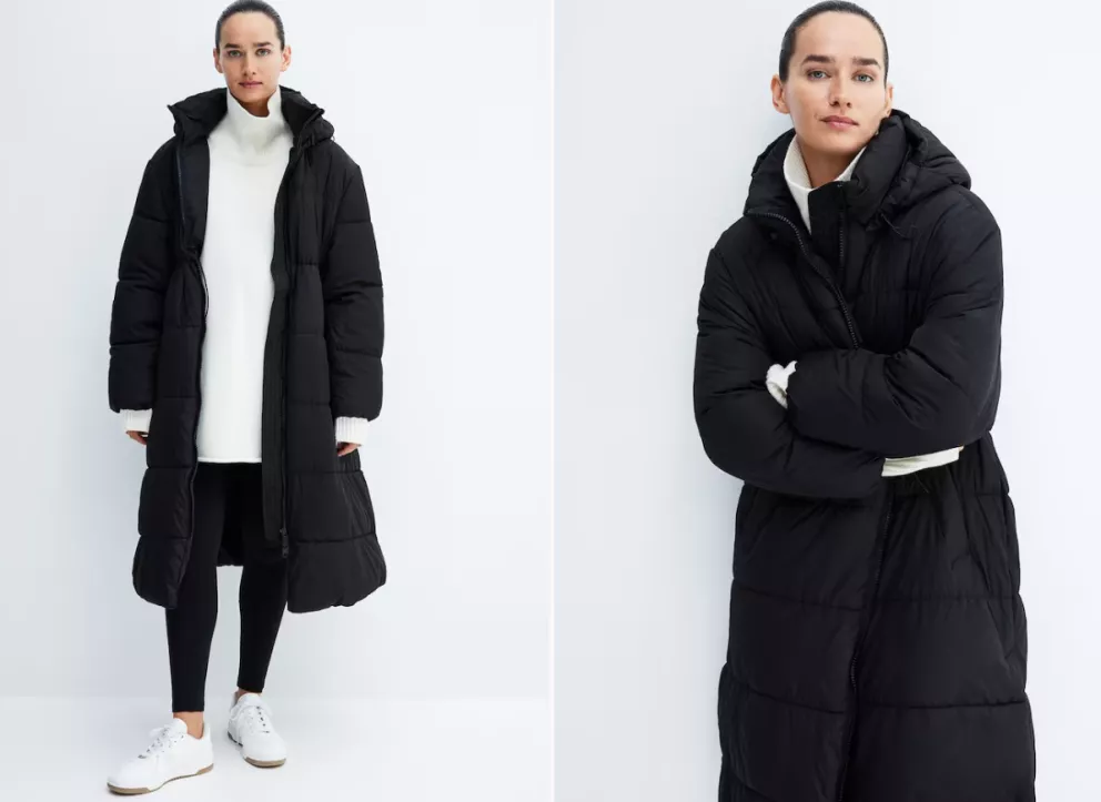 Vatovaný kabát s kapucí, H&M, 1899 Kč