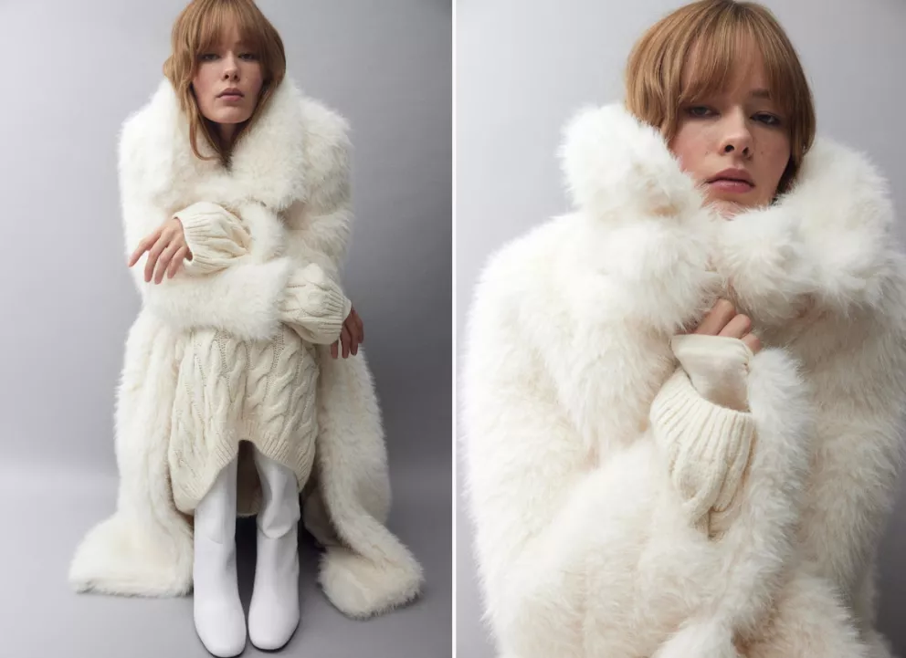 Huňatý maxi kabát, H&M, 1 899 Kč