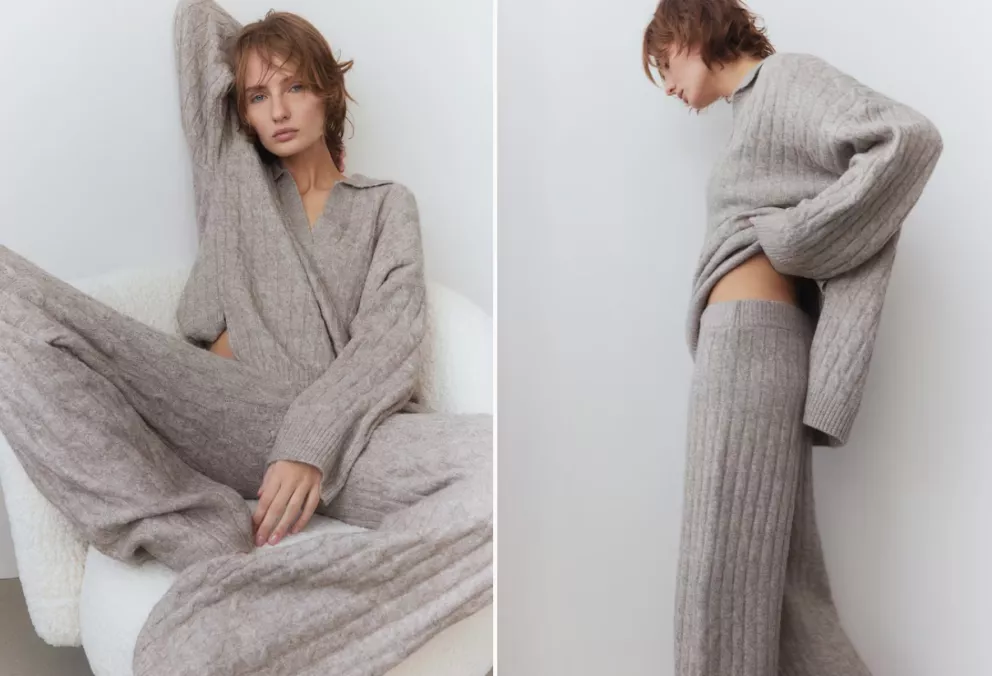 Kalhoty s copánkovým vzorem, H&M, 768 Kč