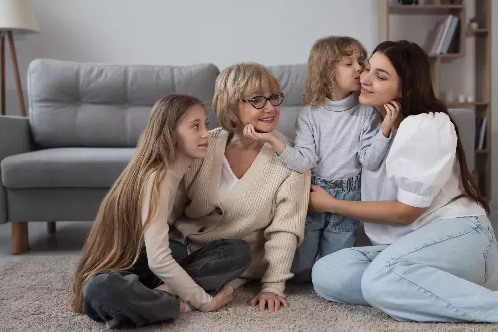 ženy, děti, domov, pohovka