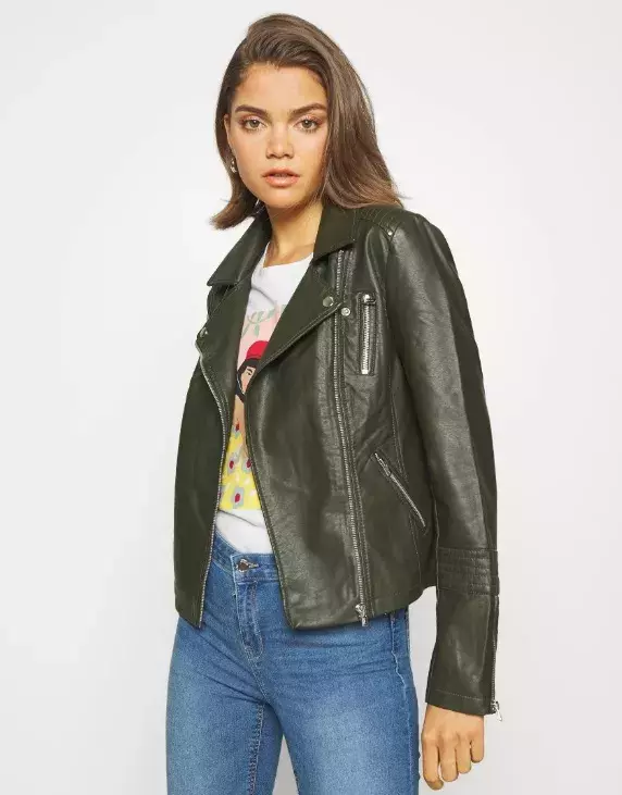 Zelená bunda z umělé kůže, ONLY, 986 Kč