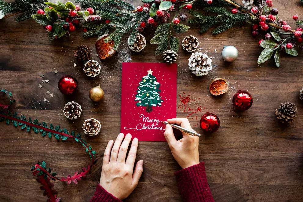 vánoční přání, ruce