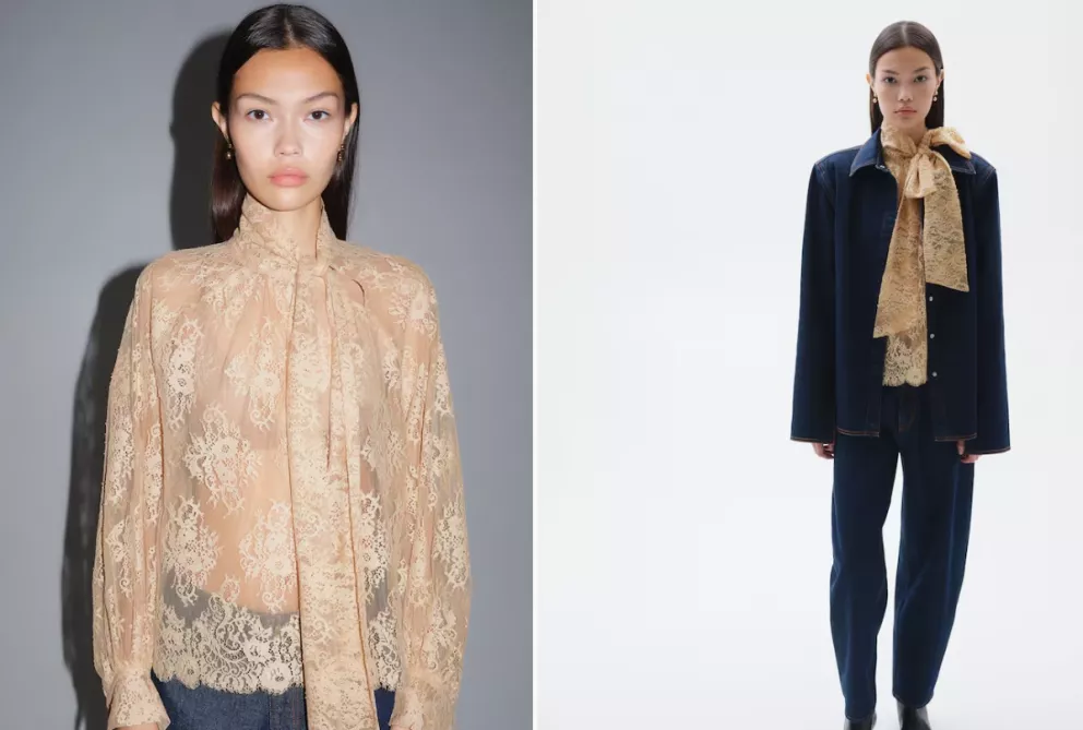 Krajková halenka s vázačkami u krku, H&M, 1 459 Kč