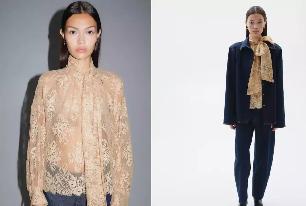 Krajková halenka s vázačkami u krku, H&M, 1 459 Kč