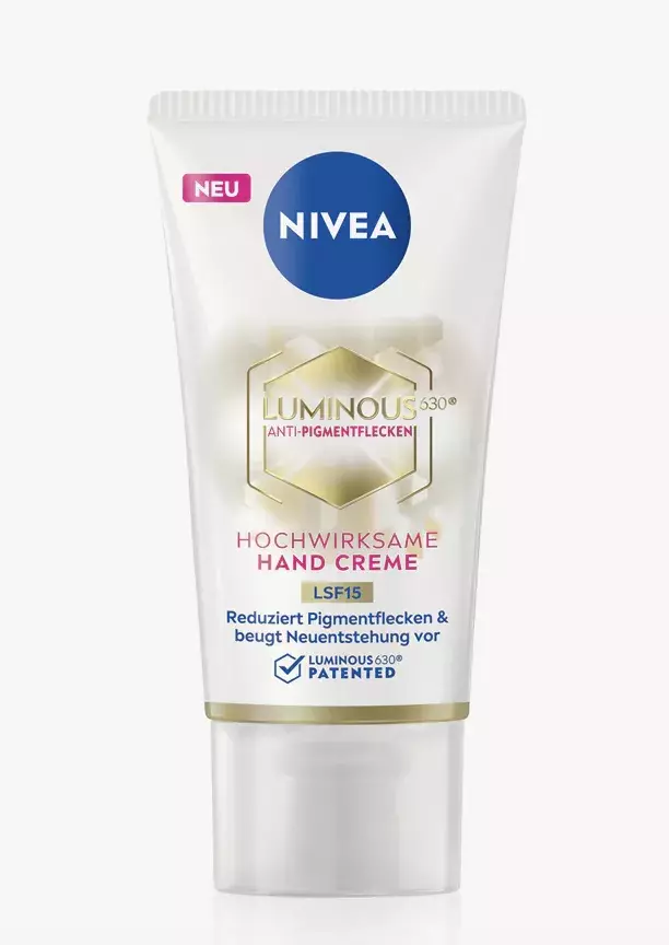 <p>Nivea Cellular Luminous 630 krém na ruce proti pigmentovým skvrnám, 75 ml, 65 Kč</p>
