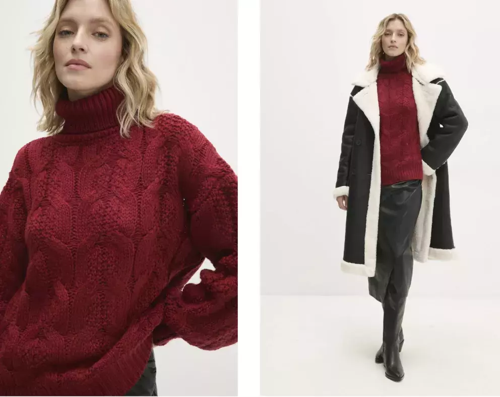 Svetr Answear Lab,  dámský, vínová barva, hřejivý, s golfem, Answear, 1039 Kč