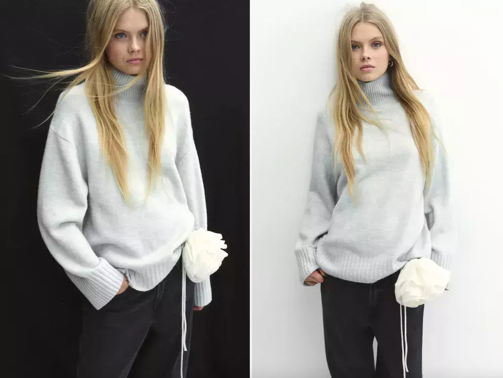 Svetr z jemného úpletu s vysokým límcem,