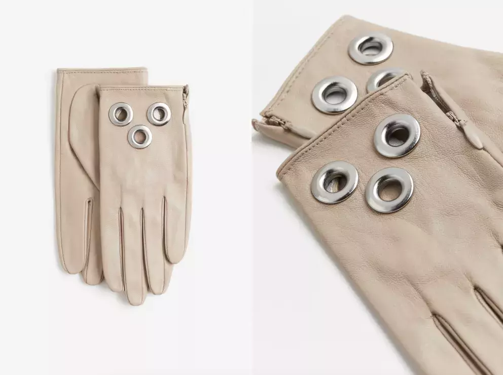 Kožené rukavice s kovovými ozdobami