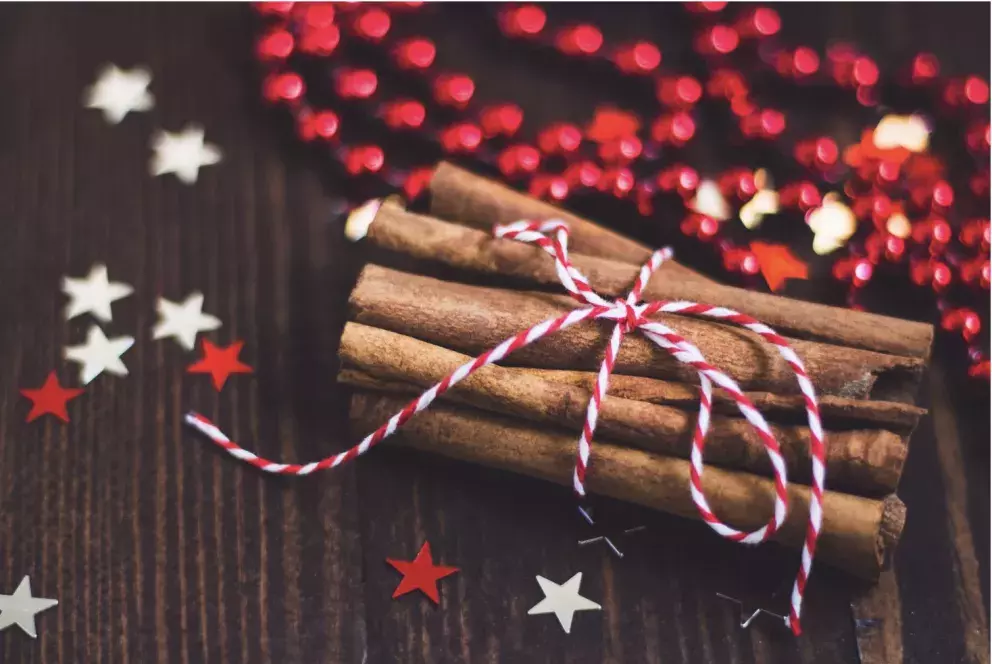 Svazeček skořice ve vánočních barvách