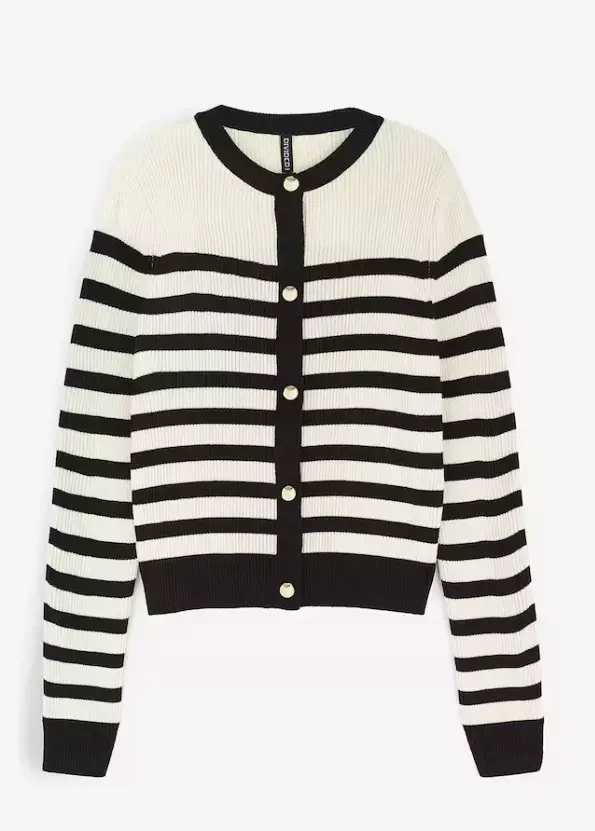 Žebrovaný propínací svetr, H&M, 549 Kč