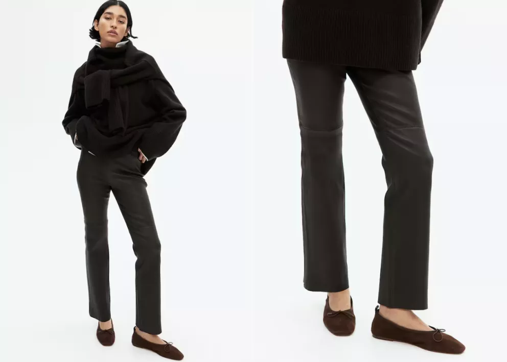 Rovné kožené kalhoty, H&M, 5 999 Kč